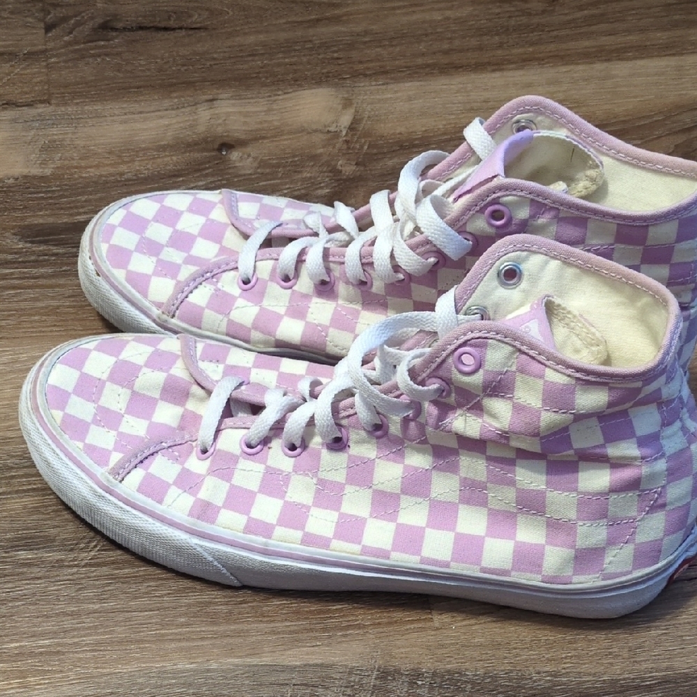 Vans Lavender and White Checkered Sneakers - Picture 3 of 5